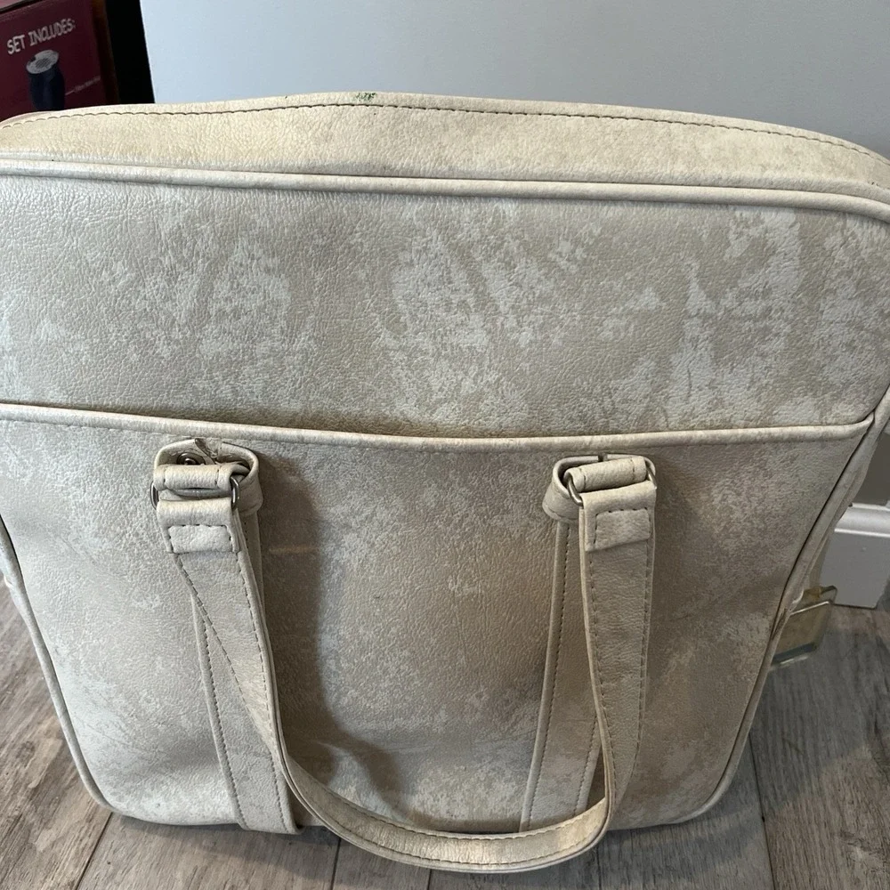 Vtg 1970s Beige Samsonite Silhouette Travel Carry On Luggage Tote Bag No Key